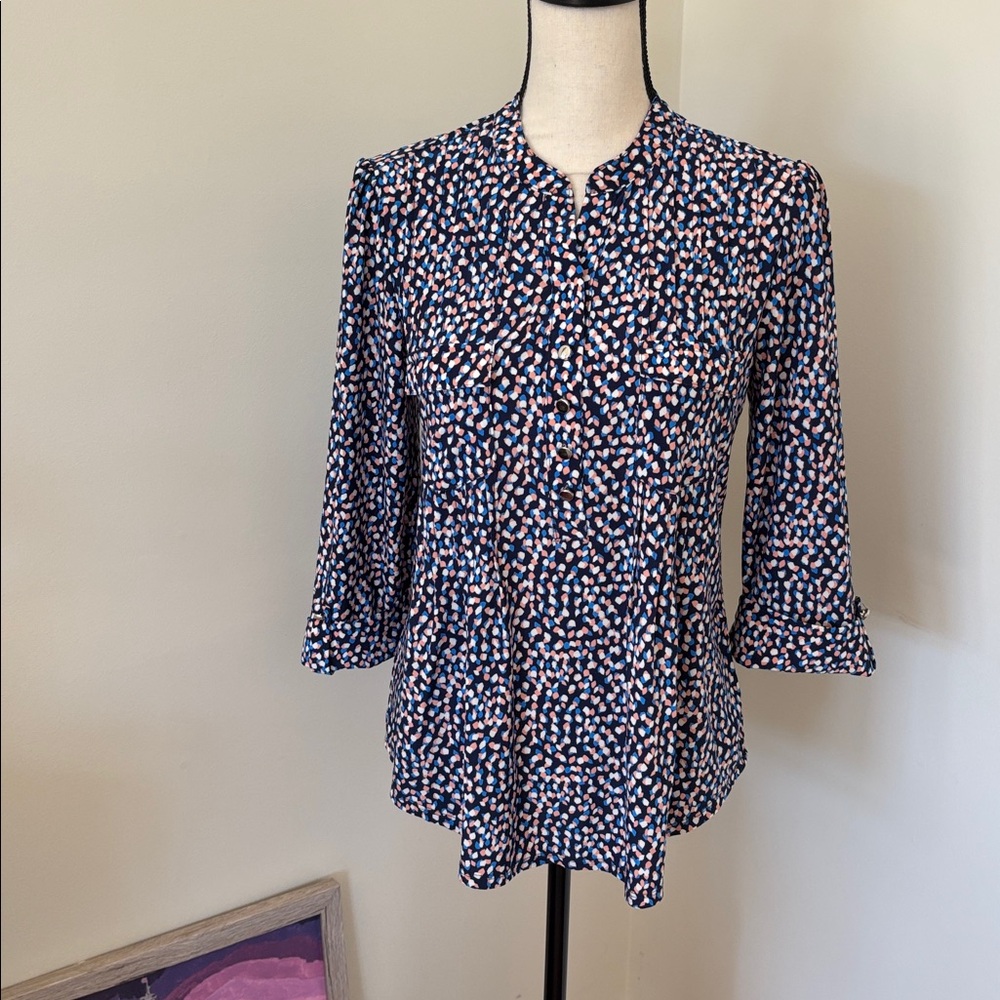 Patterned Blouse with 3/4 Sleeves